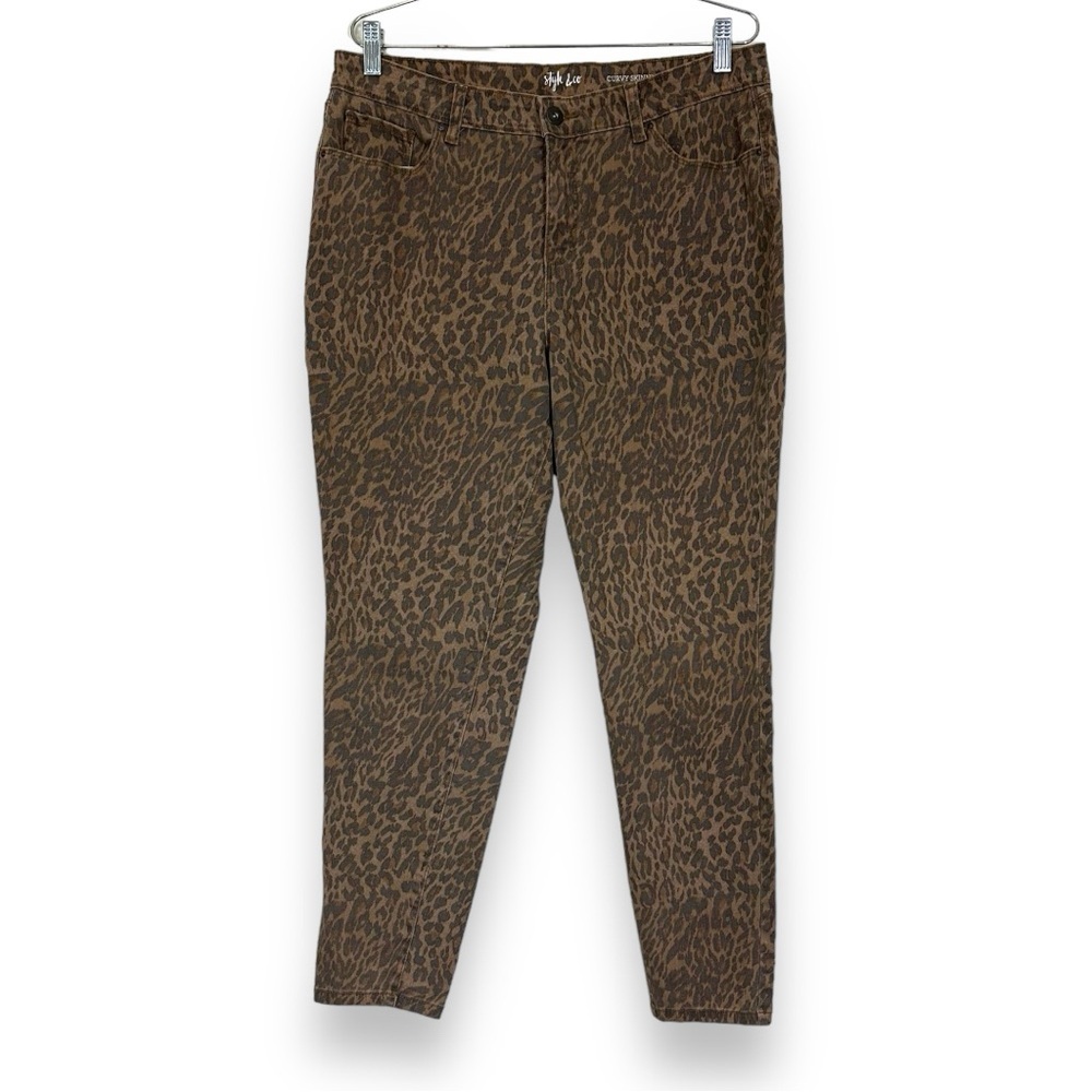 Style & Co Leopard Print Curvy Skinny Jeans 14